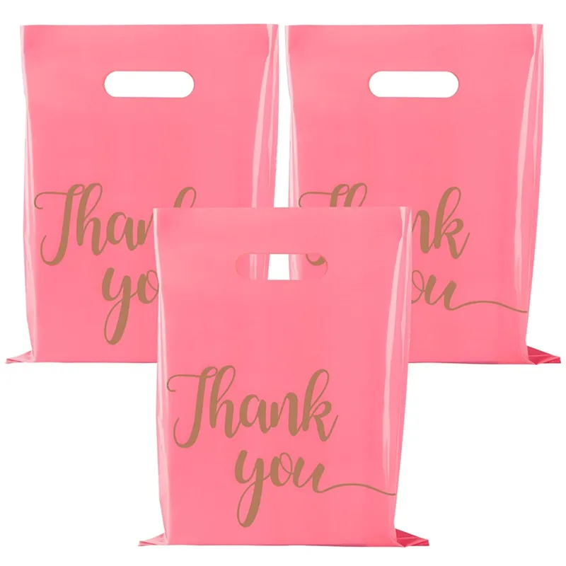 20 25 30cm Thank You Bag Gift Plastic Shopping Bag Tote Bag 10 Pcs Gitf Bag Birthday Wedding Party Favors Candy Cookie Wrappers