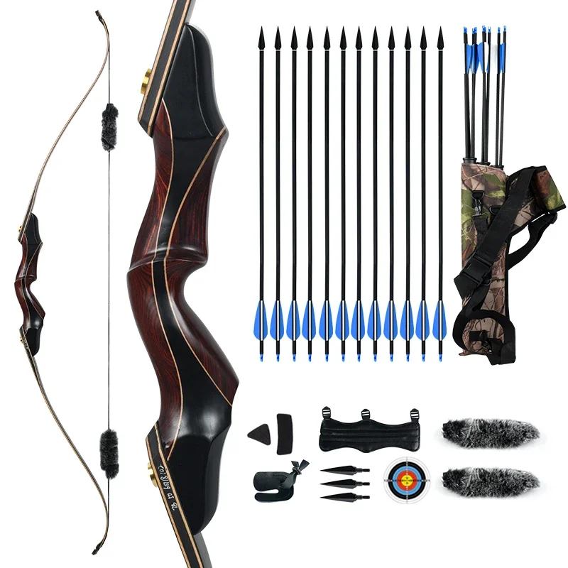 

Recurve Bow 60" ILF Take Down 30/40/50lbs Hunting Split Bows Maple Hunting Bow and Arrow Quiver Accessories Package Archery Bow