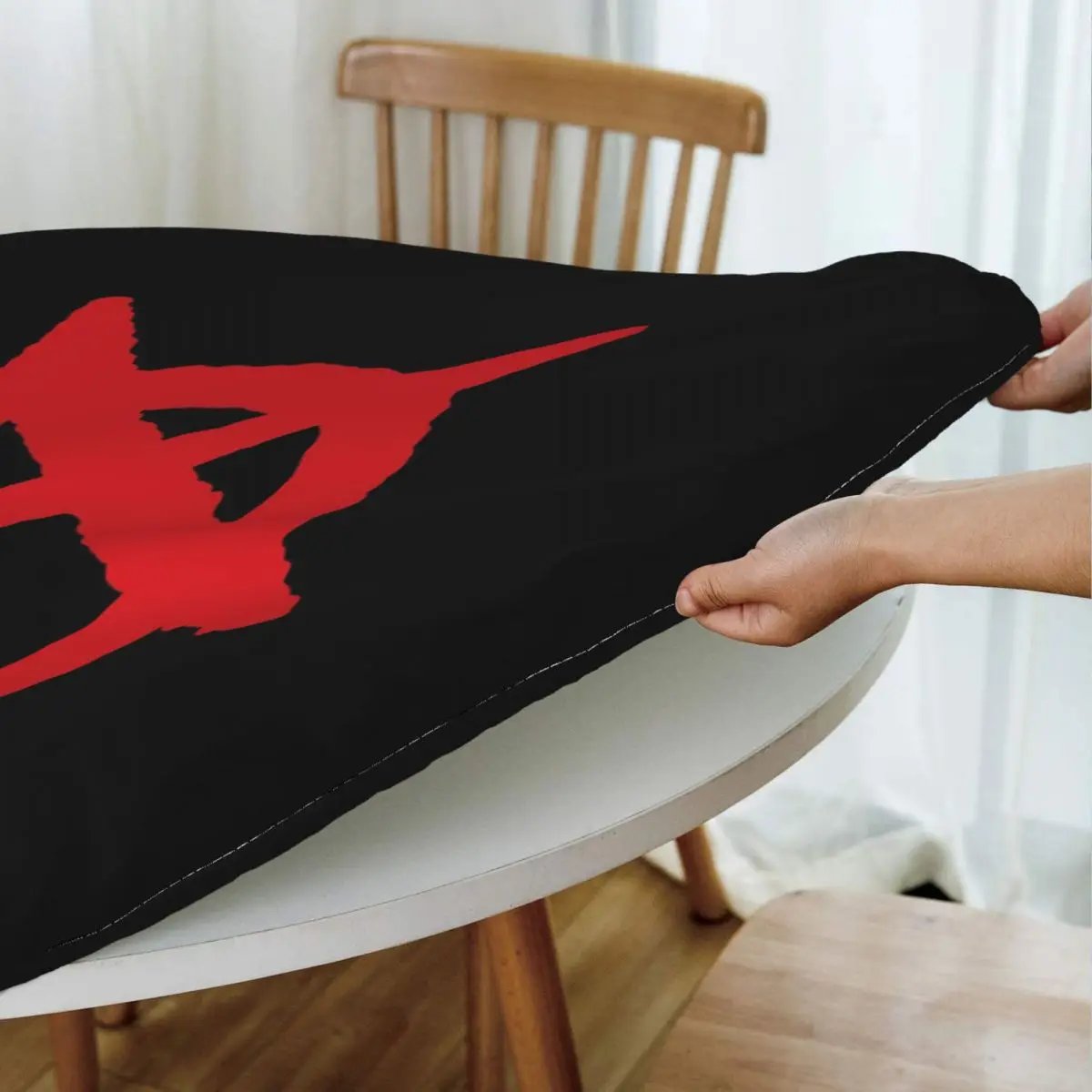 Red Anarchy Logo Large Waterproof Round Tablecloth Oilproof Table Cloth for Kitchen Events Dining Table Cover