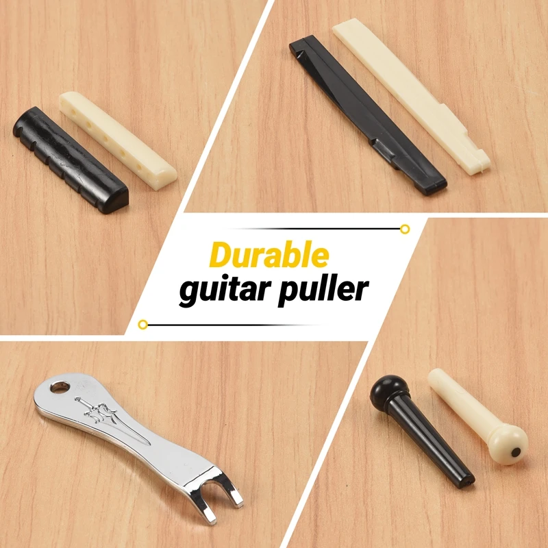 Guitar Bridge Pins Puller Pulling Remover Extractor Tool With 2 Pack Guitar Saddle Nut And 12 Pack Guitar Bridge Pins