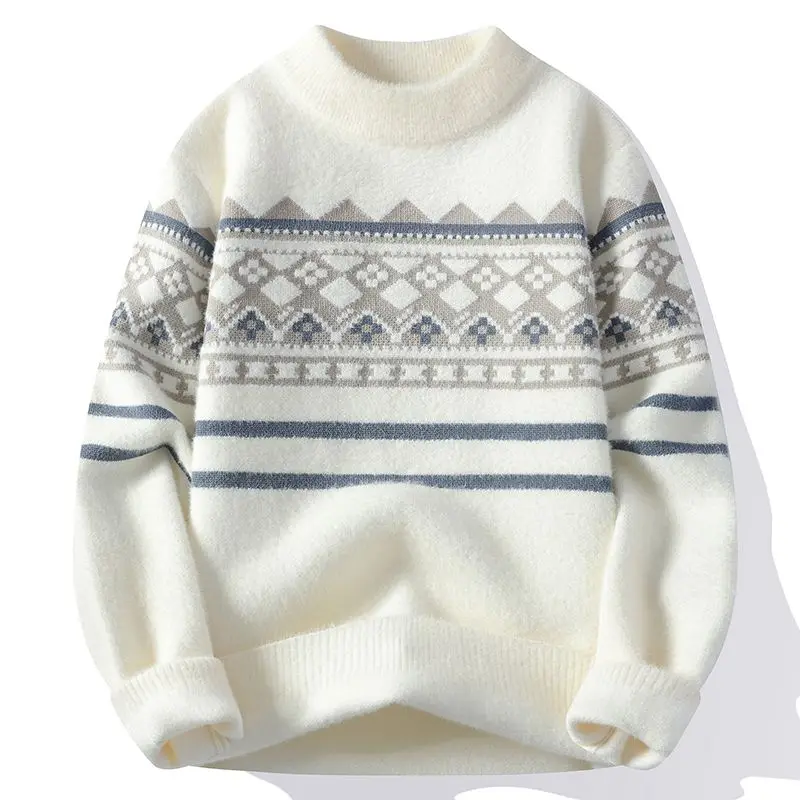 2024 Autumn/Winter Men new style Stripe printing Sweater Men's Fashion Fancy Casual Sweaters Thick Warm Soft wool pullovers