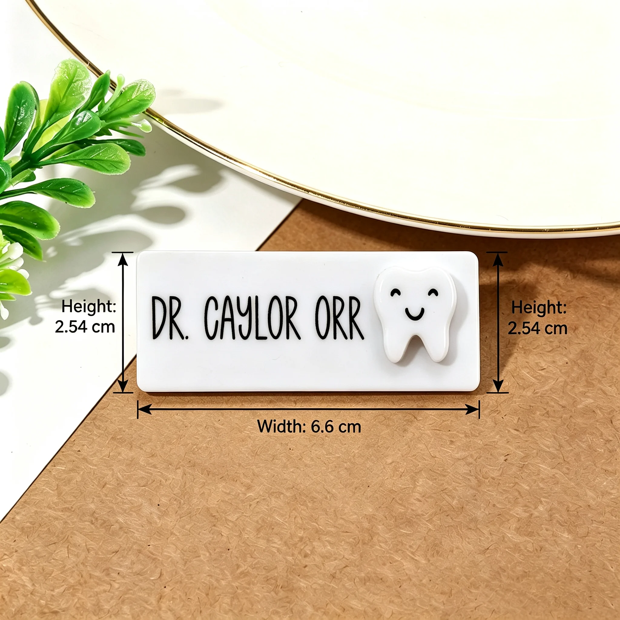 Customizable Acrylic Smiling Tooth Brooch Dental Assistant Receptionist Nurse Name Badge Tooth Icon High Aesthetic Anti Loss
