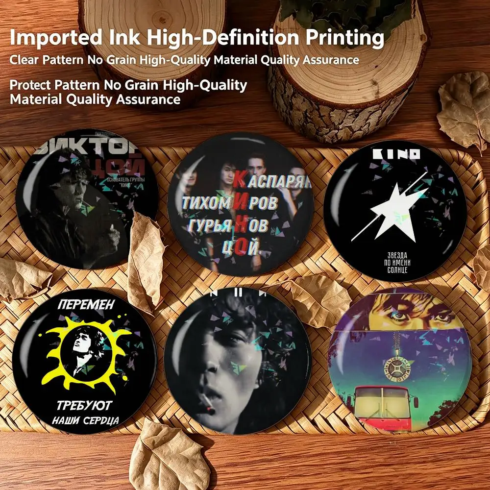K-KINO V-Viktor Tsoi Badges Creative Tinplate Round Button PinsBrooch Badge Clothes Backpack Custom