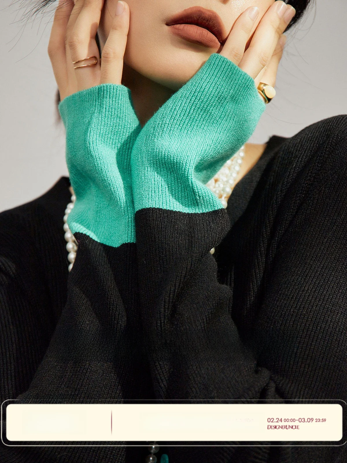 

Slim Fit V-Ne Knitwear Women's Bell Sve Inner Wear Sweater Uncle Bla 2025 Autumn New Sle Color Blo Design