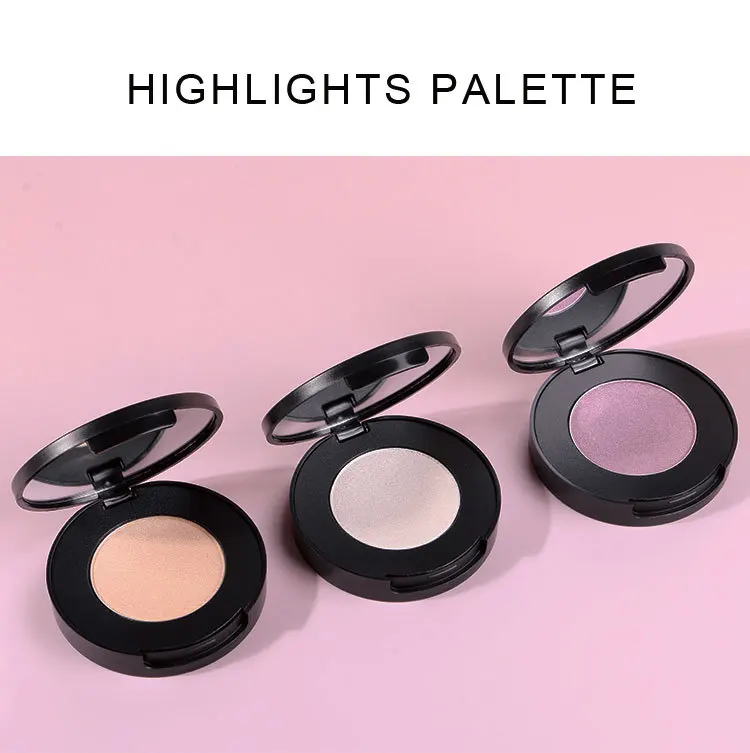 Customize Printed Logo Single Highlighter Diamond Palette Private Label Makeup No Logo Face Cheek Body Pressed Powder Glow Kit