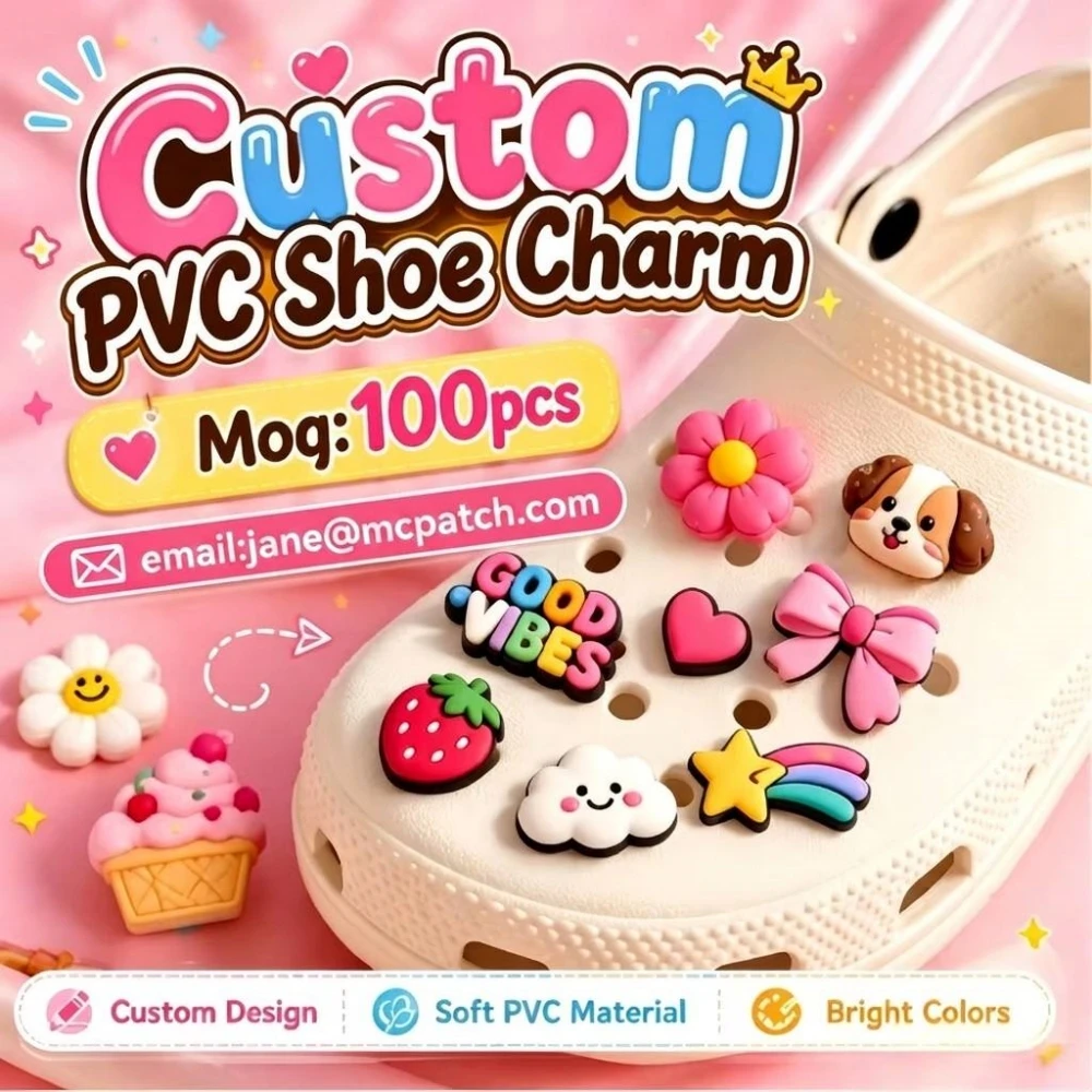 Custom PVC Shoe Charms Personalized Soft Rubber Croc Charms for Shoes Custom Logo Cartoon Cute PVC Shoe Accessories Bulk MOQ 100