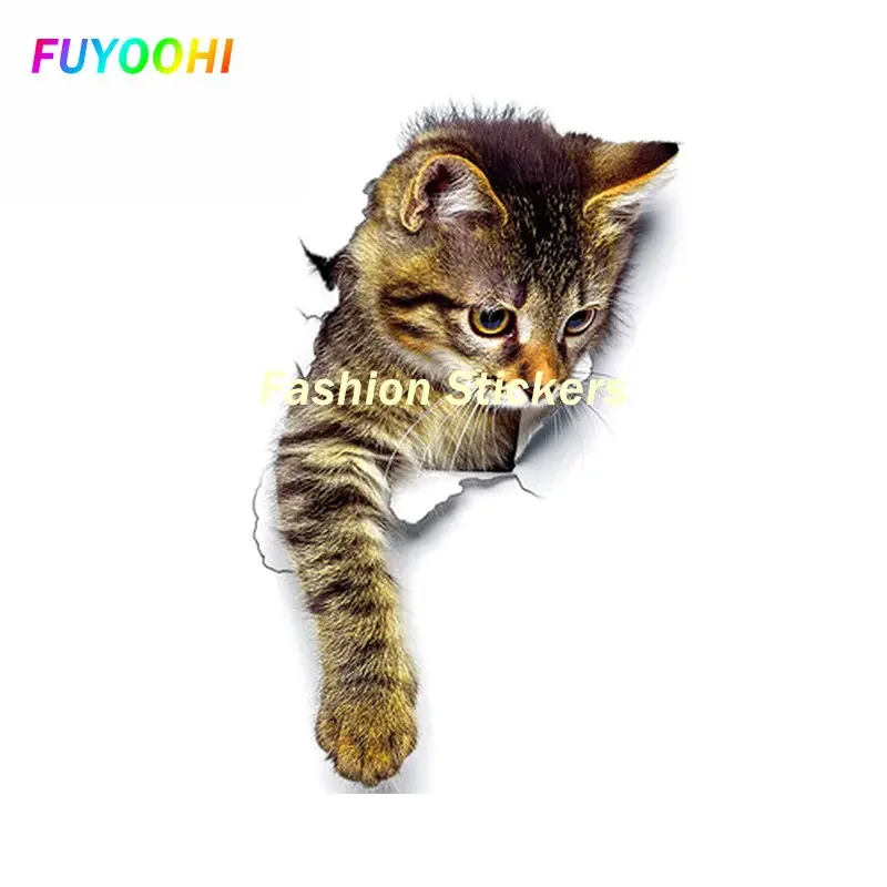 FUYOOHI Play Stickers Torn Cat Car Stickers Funny Decal Motorcycle Vinyl Car Assessoires Waterproof Laptop Surfboard Sticker