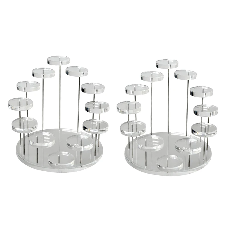 

2X Fashion Multi-Layer Acrylic Ring Display Rack Earring Holder Pendant Gemstone Showcase Jewelry Display Stand