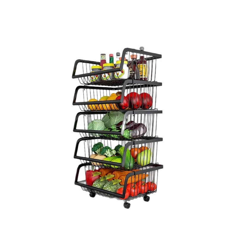 #Stainless steel kitchen rack Floor to ceiling multi-layer rack Vegetable rack Vegetable Basket Fruit storage basket Multifu