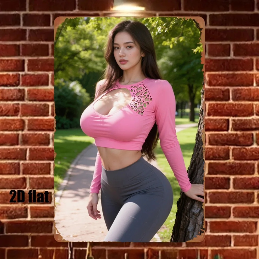 Saker Home Art Rosa Spitzenoberteil & Graue Hose 2D Flache Bügelbilder Wanddekoration 8x12 Zoll - Perfektes Geschenk für Zuhause, Café, Garage oder Bar