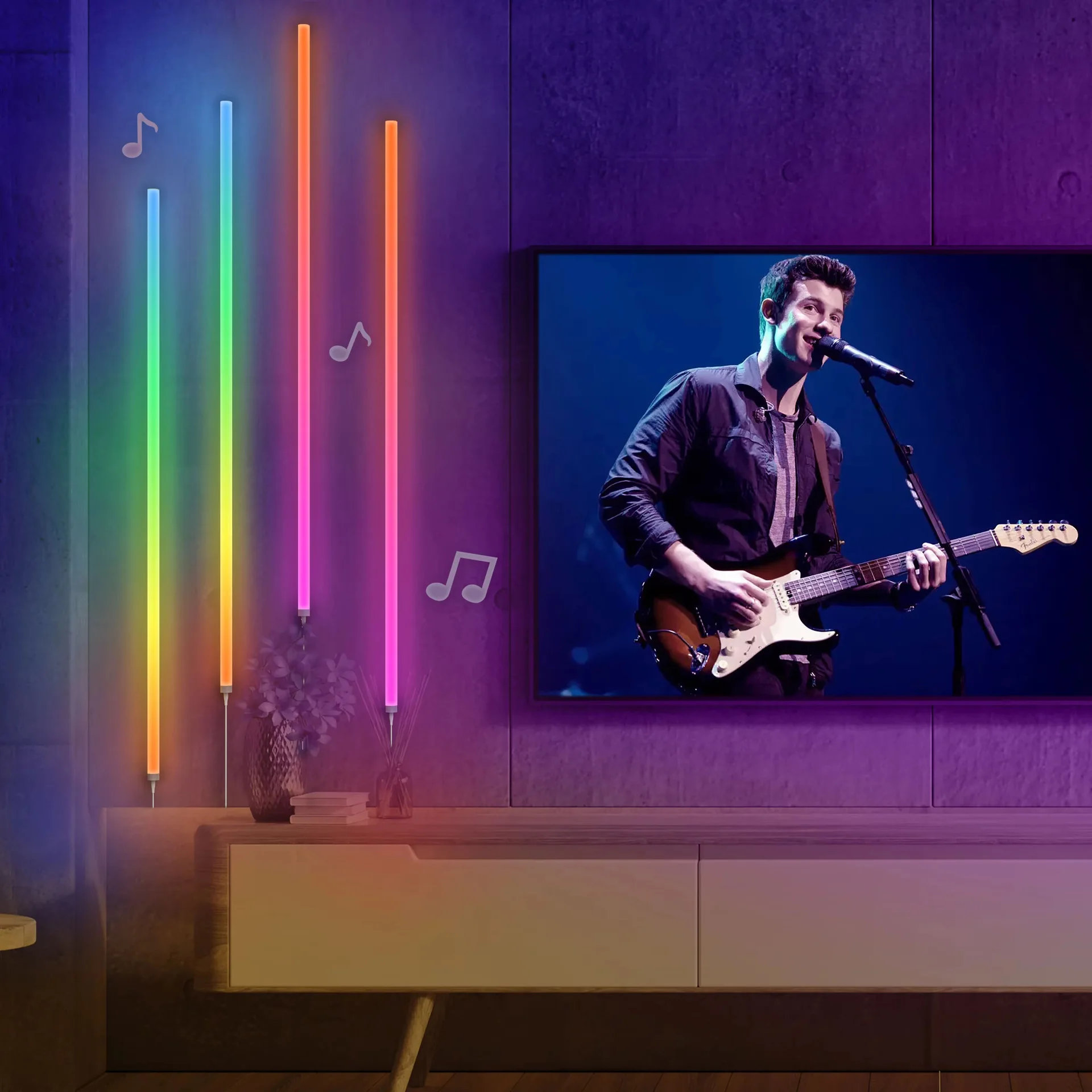 ضوء RGBIC جديد مثبت على الحائط يعمل بالتحكم عن بعد بجانب السرير، ضوء ديكور داخلي ذكي إبداعي #2