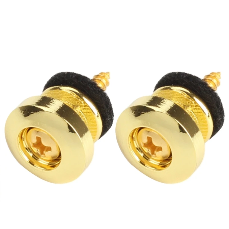 2Pieces Metal Strap Lock Flat Mushroom Head for Acoustic Electric Guitar Ukulele