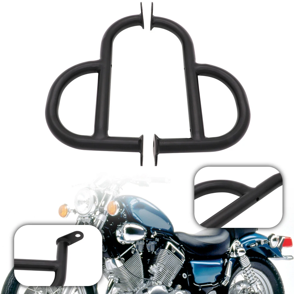 Motorcycle Engine Guard and Crash Bar for Yamaha Virago XV400/XV535 (Gloss Black/Silver)