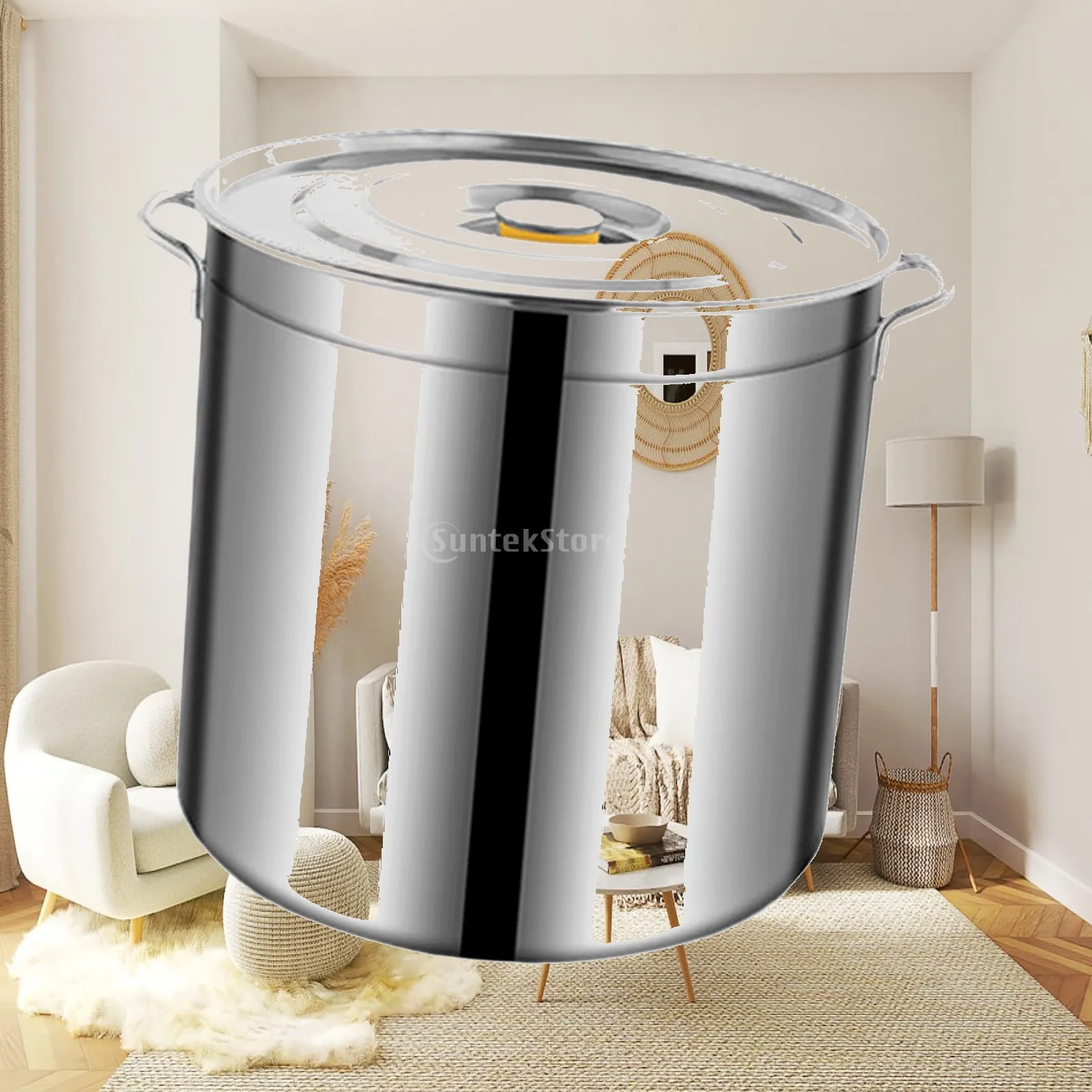 stainless steel with lid, sturdy for boiling, simmering, bucket, large cookware,