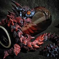 Simulated Eye 3D Printed Dragon All-in-one Molding Laser 3D Printed Diceratops Dragon Rotatable Poseable Joints