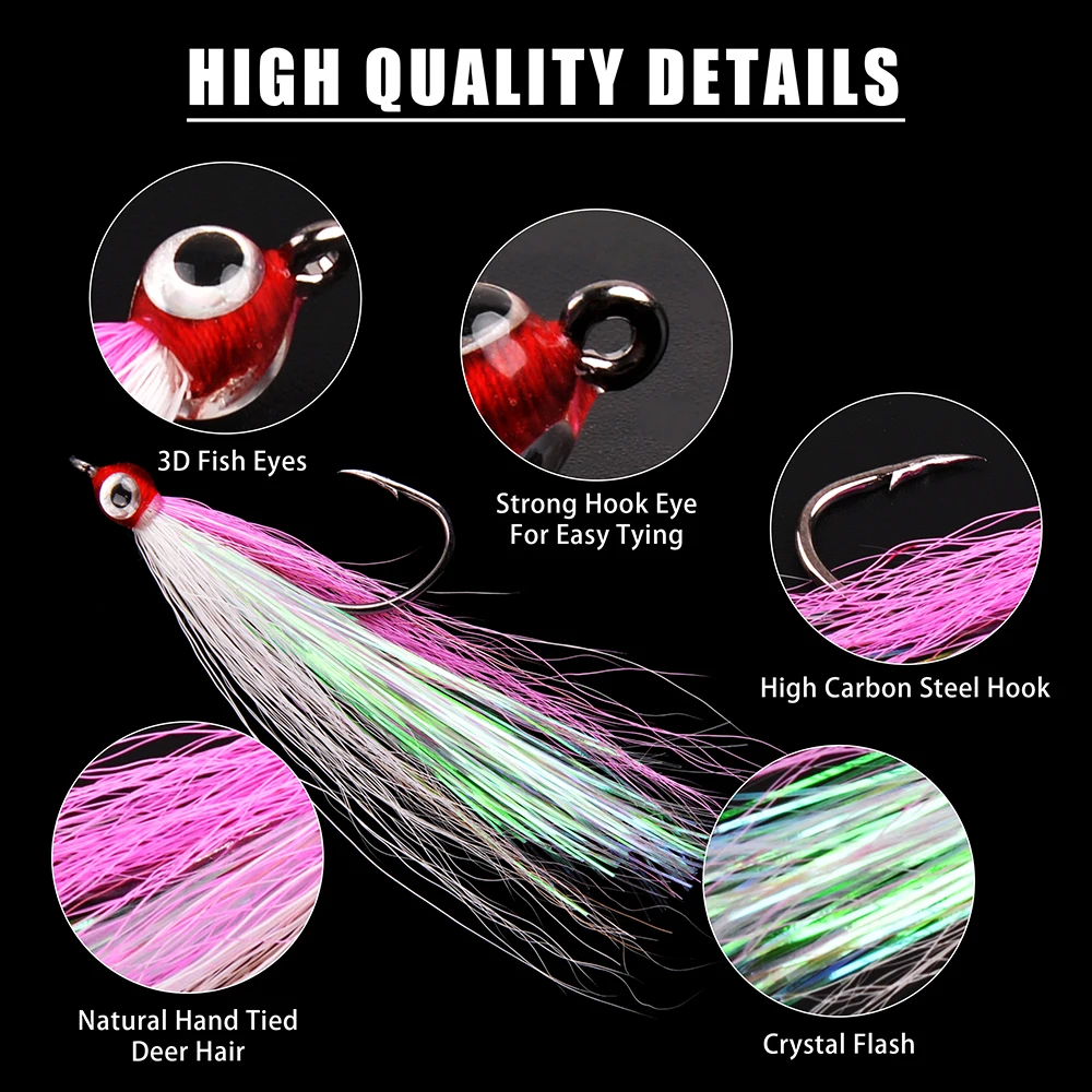 Anzuelos de pesca de acero con alto contenido de carbono, señuelo de pesca con mosca Minnow, salmón, trucha, lubina, 5 unidades