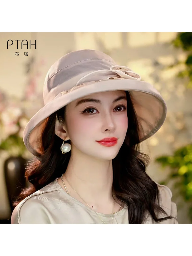 elegant-wide-brim-silk-sun-hat-for-women-summer-travel-uv-protection-foldable-fisherman-hat-round-top-adjustable-strap