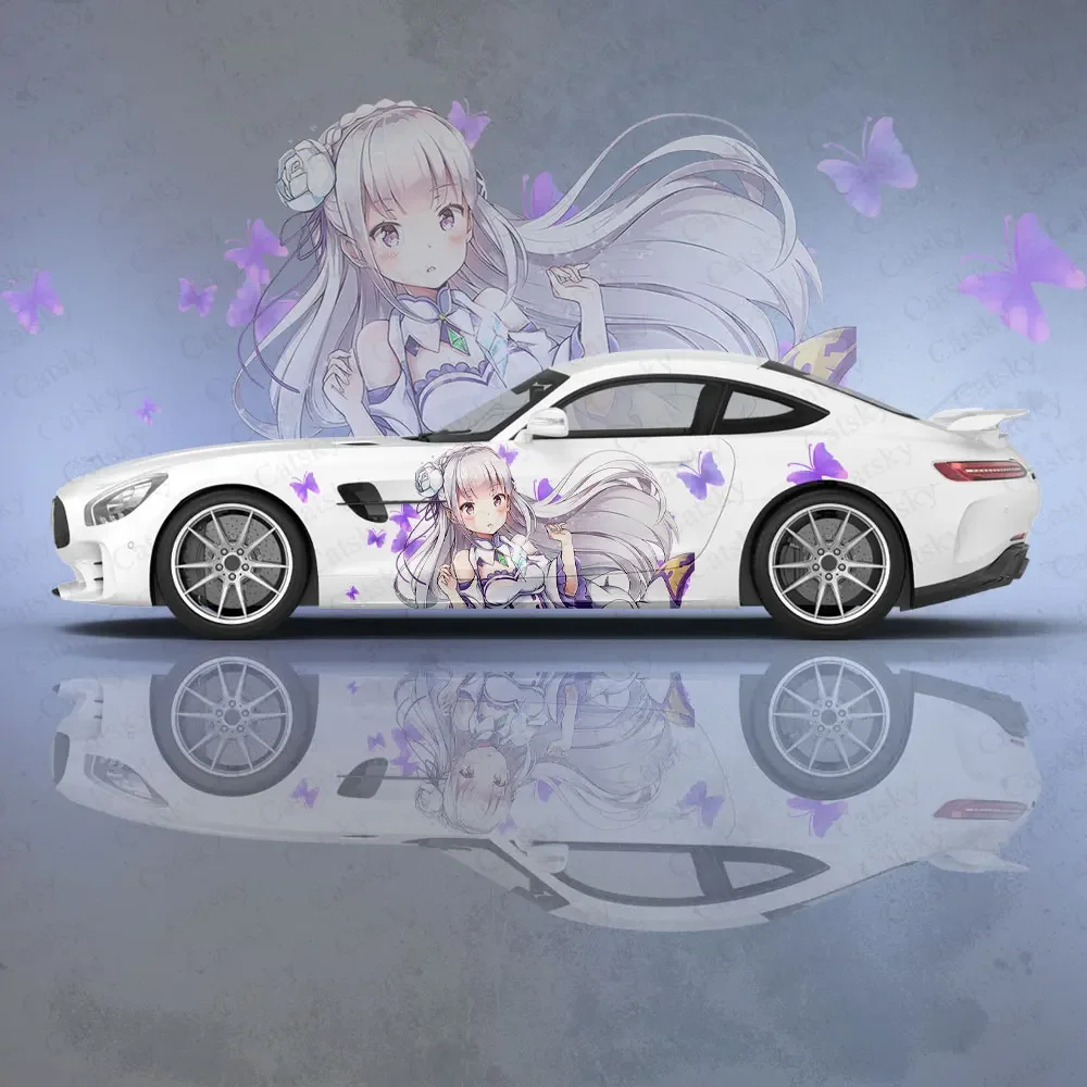 Emilia Re Zero Anime Girl Car Body Stickers Anime Itasha Car Side Decal Sticker Car Body Sticker Car Body Decoration Stickers