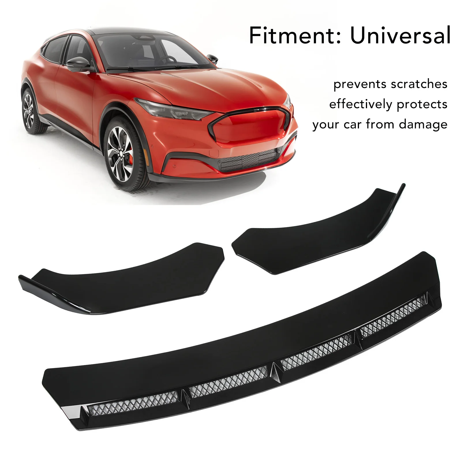 3pcs Car Front Bumper Lip Spoiler Wing Universal For Automobile Car Front Bumper Lip Body Kit Car Modification Car Accessories view 3
