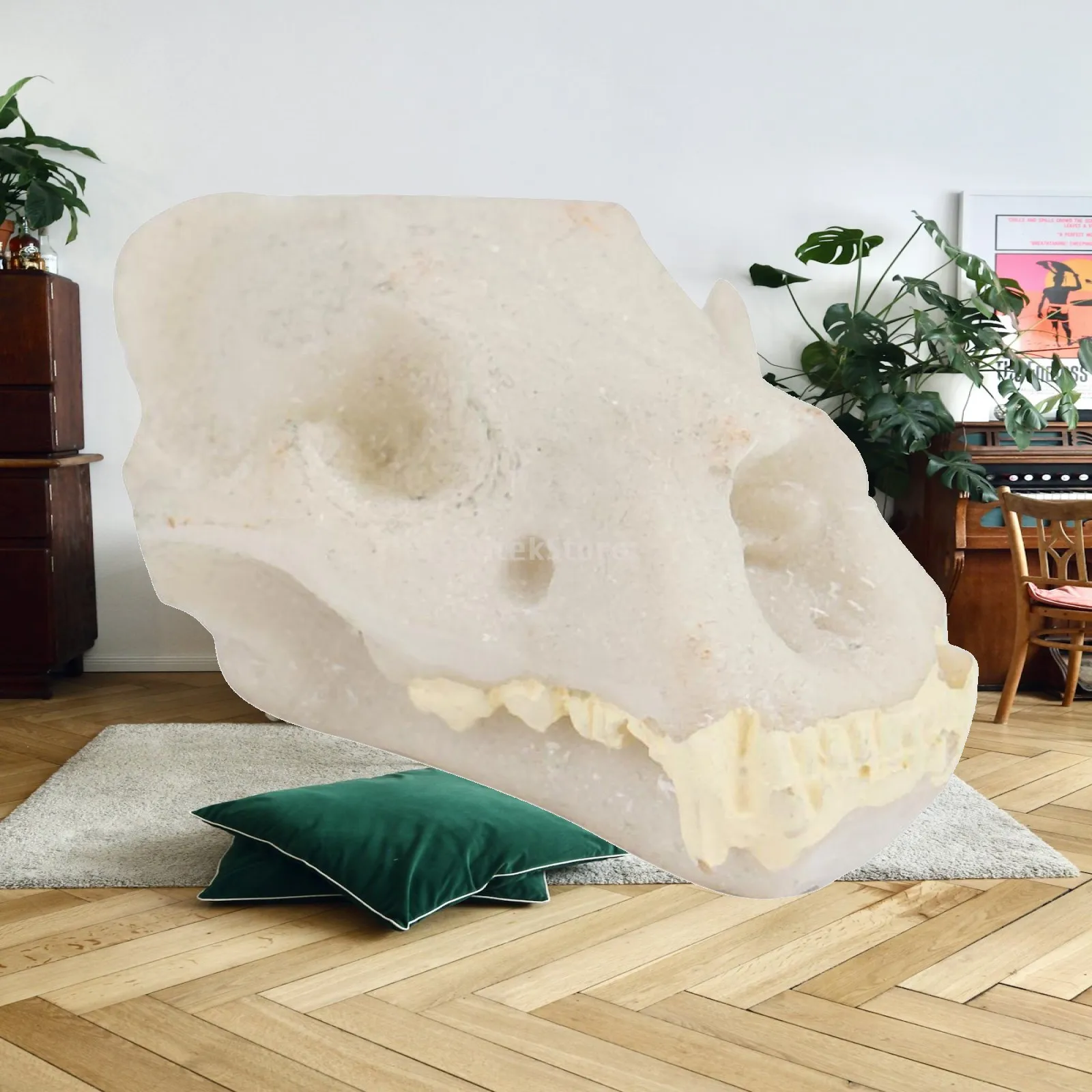 Adorno de resina con forma de calavera para acuario, pecera, hábitat de reptiles, decoración de dinosaurios, accesorio para fotos, escondite para animales pequeños