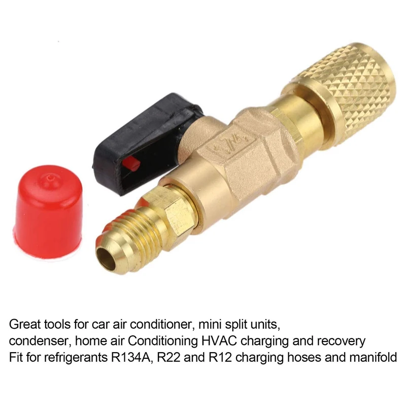 Tuyaux de charge AC en laiton R410A, vannes à bille droites Ant indispensables, 1/4 pouces mâle à 1/4 pouces/5/16 pouces femelle SAE V, 3 pièces/ensemble