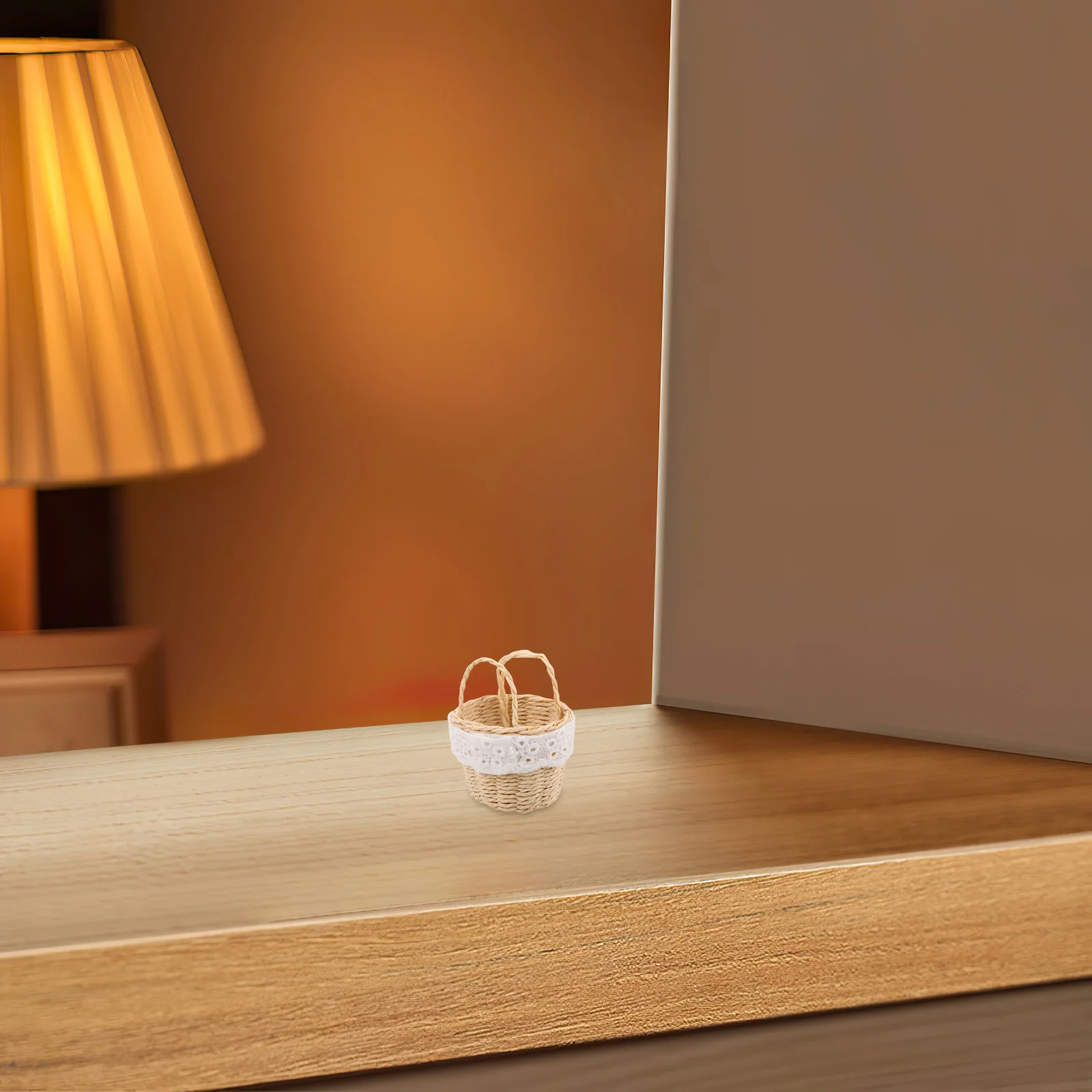 

Mini Handwoven Woven Basket Imitation Rattan Tiny Basket for Dollhouse Play Scene Micro Landscaping Craft Tiny Miniature Baskets