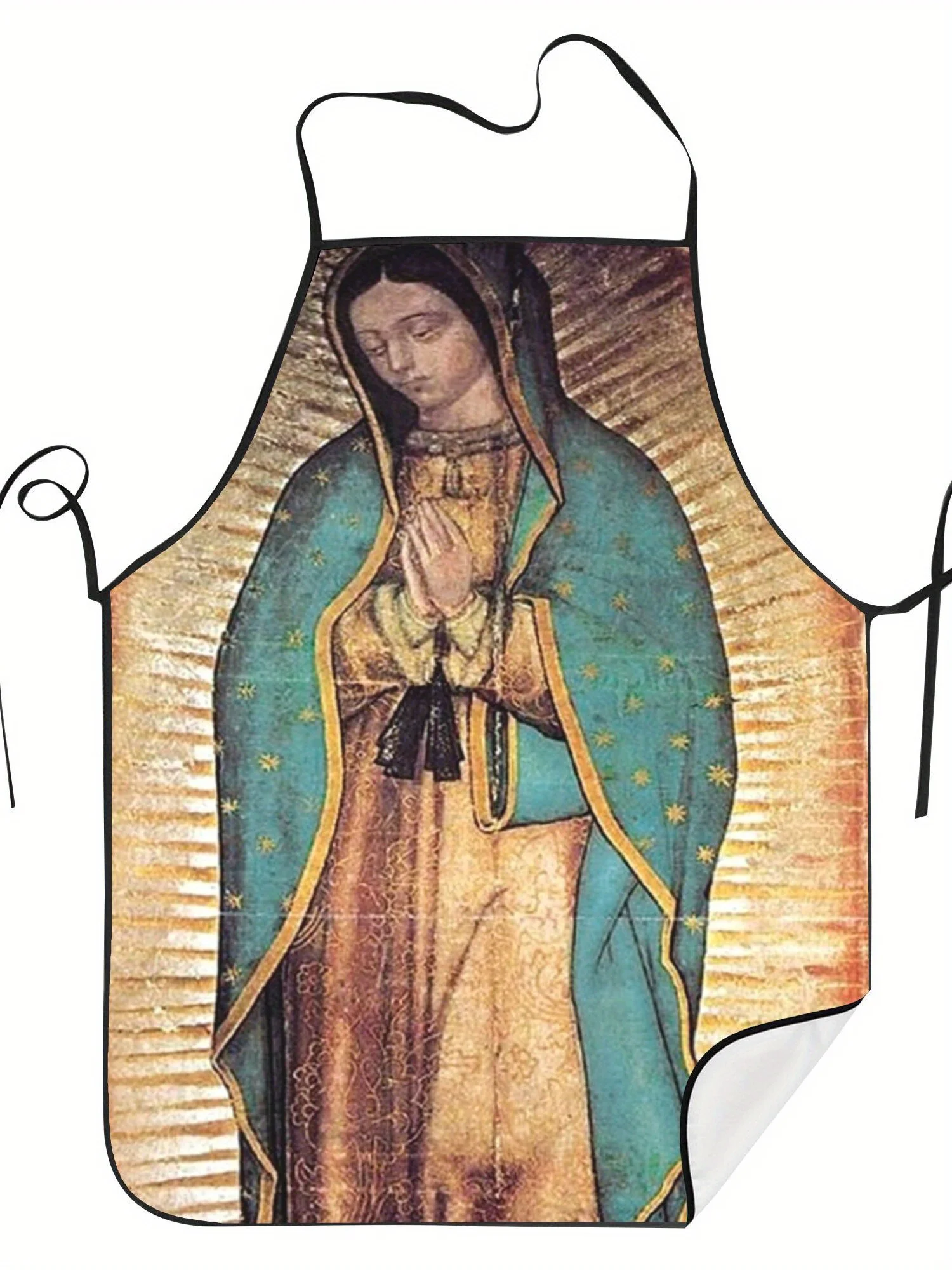Vintage Guadalupe Virgin Mary Praying Portrait Art Printed Oilproof Apron Men Women Cooking Barbecue Baker Faith Surprise Gift