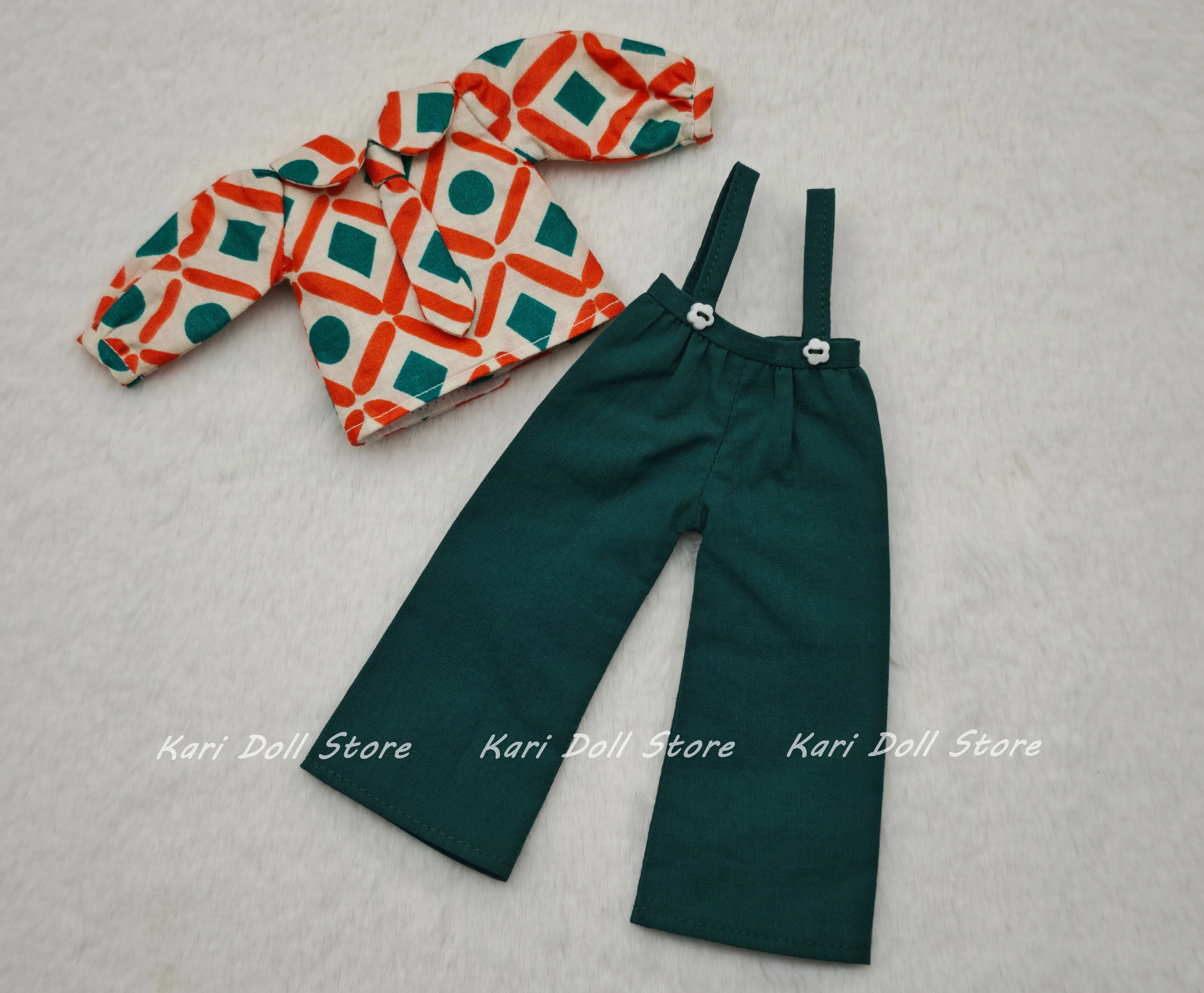 

2026 Kari Doll Clothes and skirts Retro green overalls and tie top Landazz Landoudou ob24 ob22 Doll