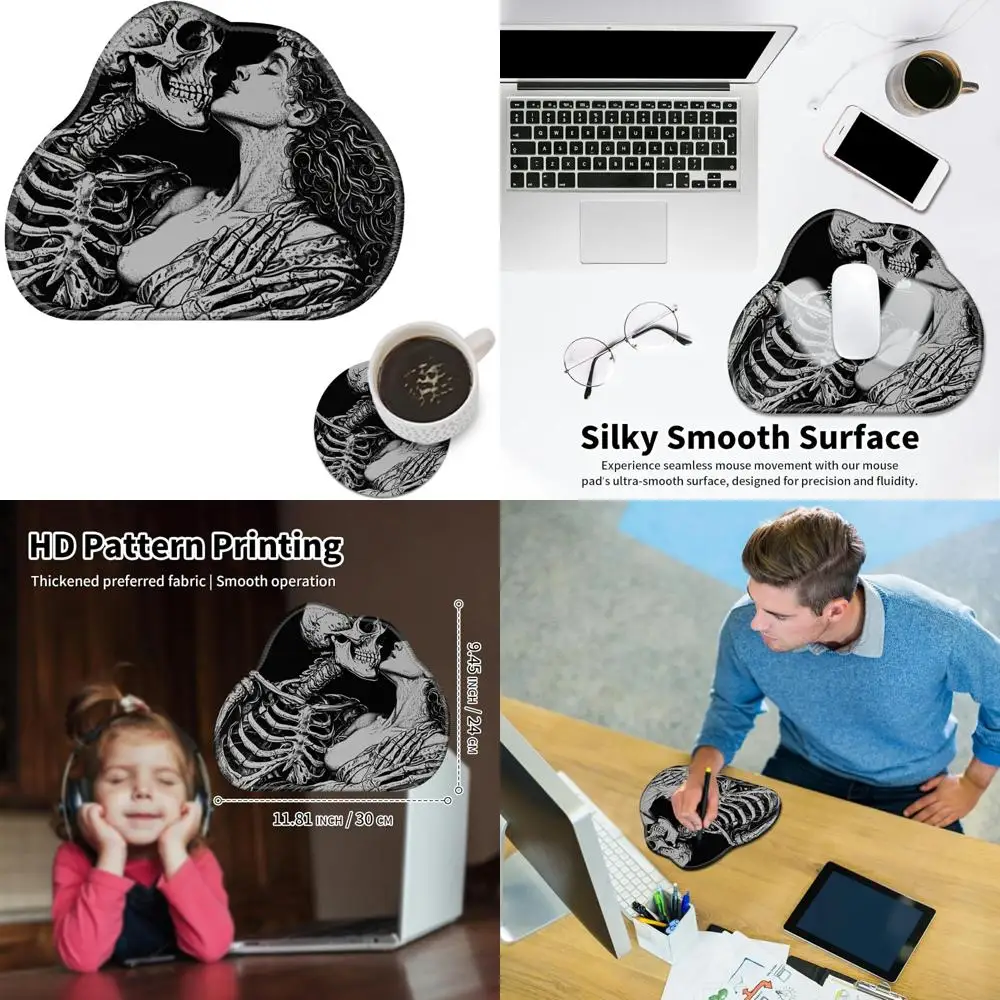 

Desk Mouse Pad - Cute Square Washable Mat with Non-Slip Base for Wireless Mouse and Coaster