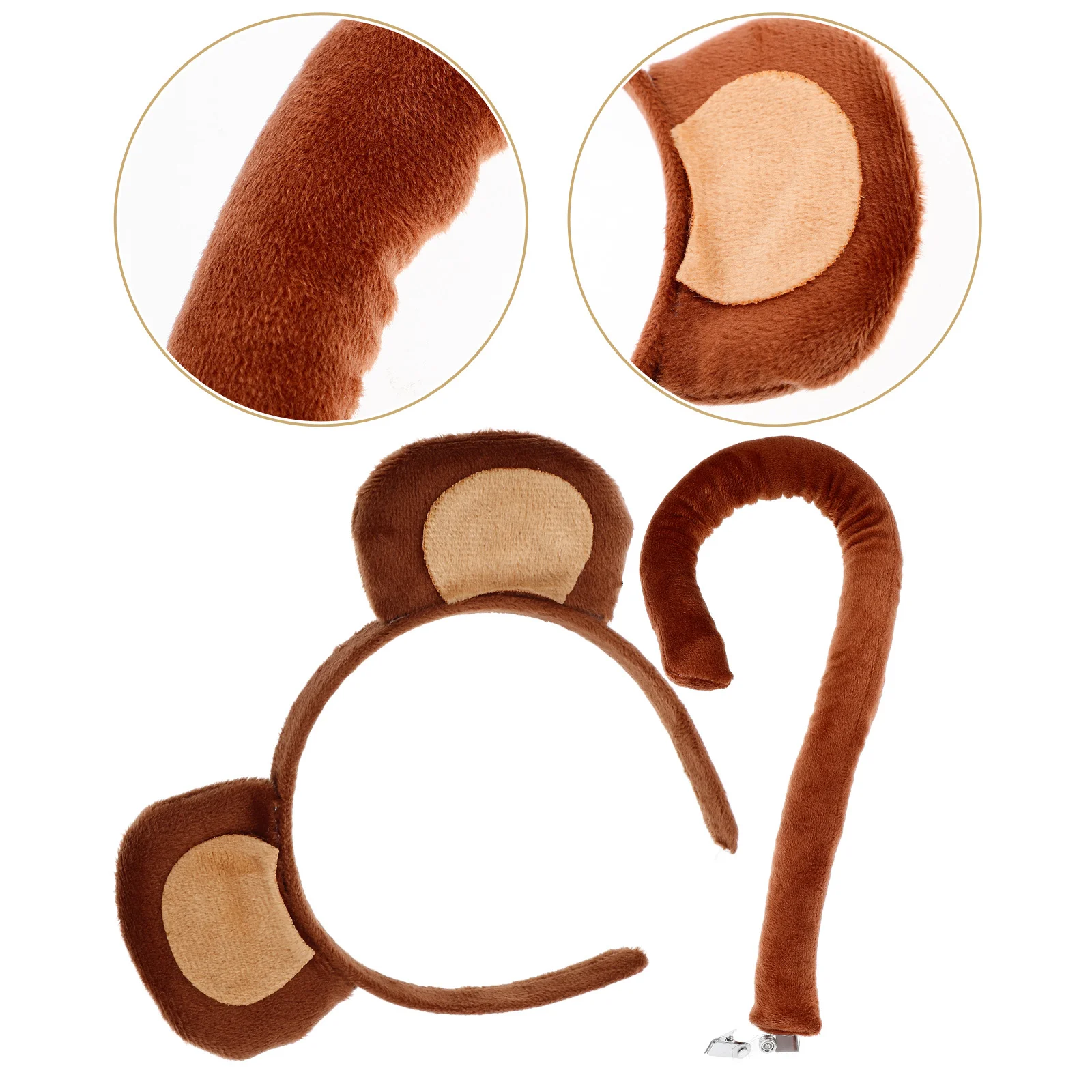 ชุดหูและหางลิง 1 ชุด ทำจากผ้าเนื้อนุ่ม สำหรับงานปาร์ตี้ฮาโลวีน คอสเพลย์ งานแฟนซี และการแสดง