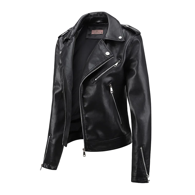 Leather Clothing, Women\'s Temperament, Slim Fit, Women\'s Jacket, Two Piece PU Leather Jacket, Motorcycle Leather Jacket