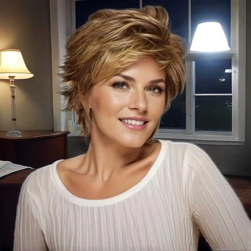 

1 парик из синтетического волокна, подходит для женщин - волнистая форма, подходит для повседневного ношения.