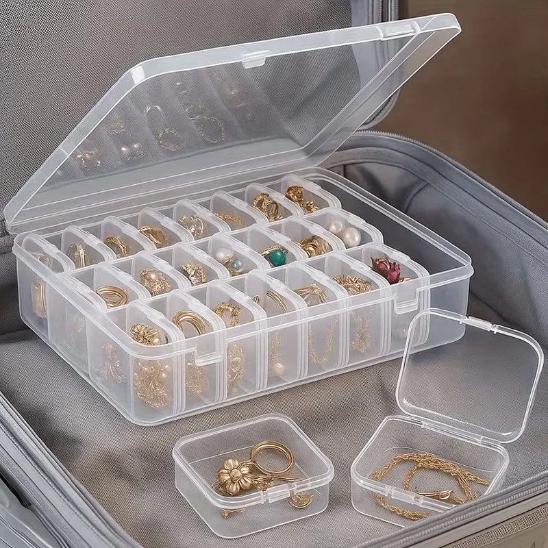 30Pcs/Set Bead Organizer Box Clear Plastic Bead Storage Containers with Hinged Lid for Storage of Small Items Crafts Jewelry