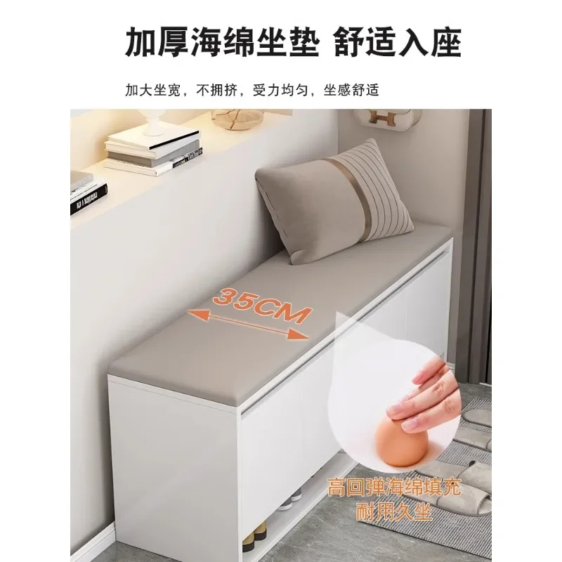 Solid wood  change stool door household light luxury high-end  cabinet seat stool integrated soft bag  rack shoe sto