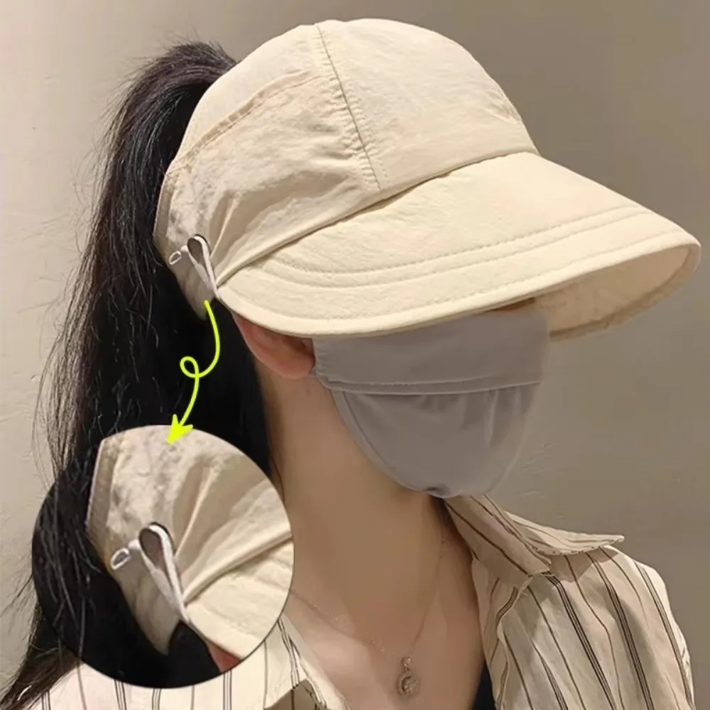 Summer Foldable Empty Top Baseball Cap Breathable Anti-UV Beach Bucket Hat Wide Brim Quick-drying Fisherman Ponytail Caps