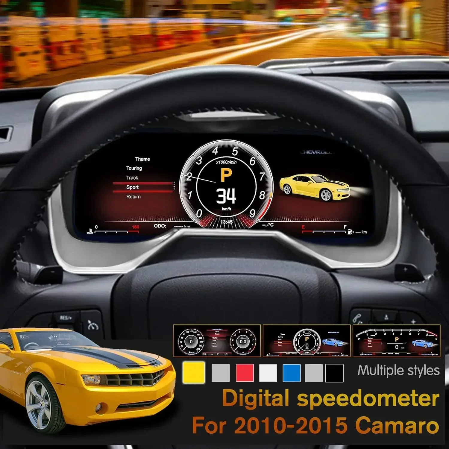 Car LCD Digital Cluster For Chevrolet Camaro 2010-2015 Virtual Cockpit Speed Meter Head Unit Car Dashboard Display HD Head up