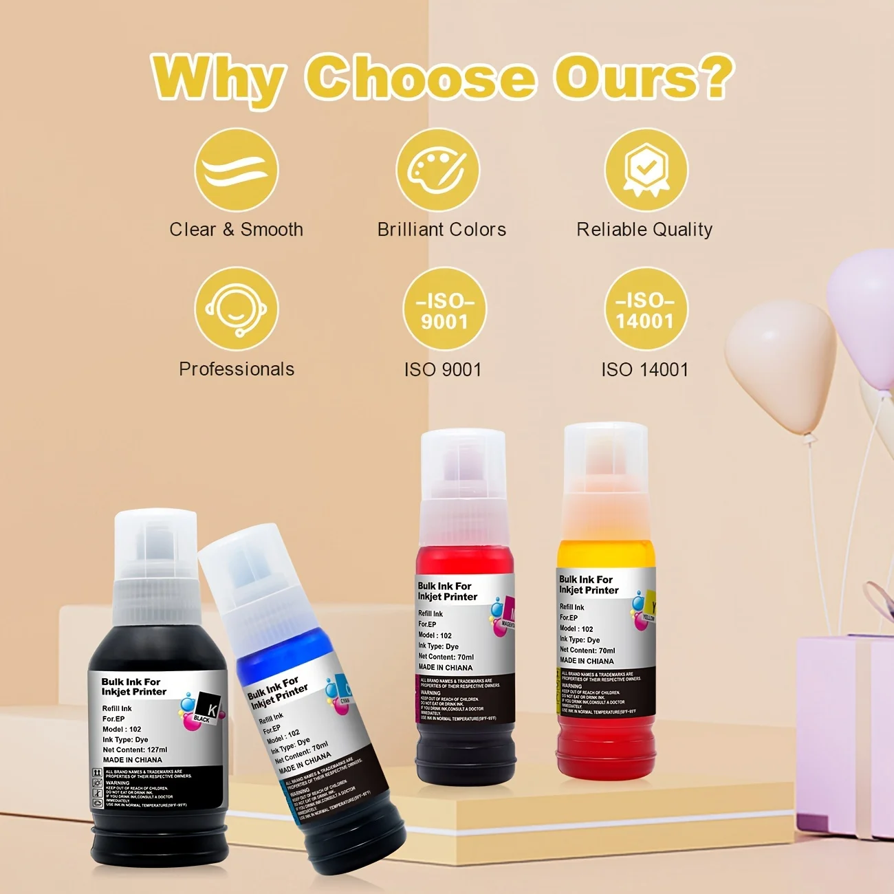 حبر epson 102 متوافق مع ECOTANK ET-2700 ET-2850 ET-3700 ET-3850 ET-4750