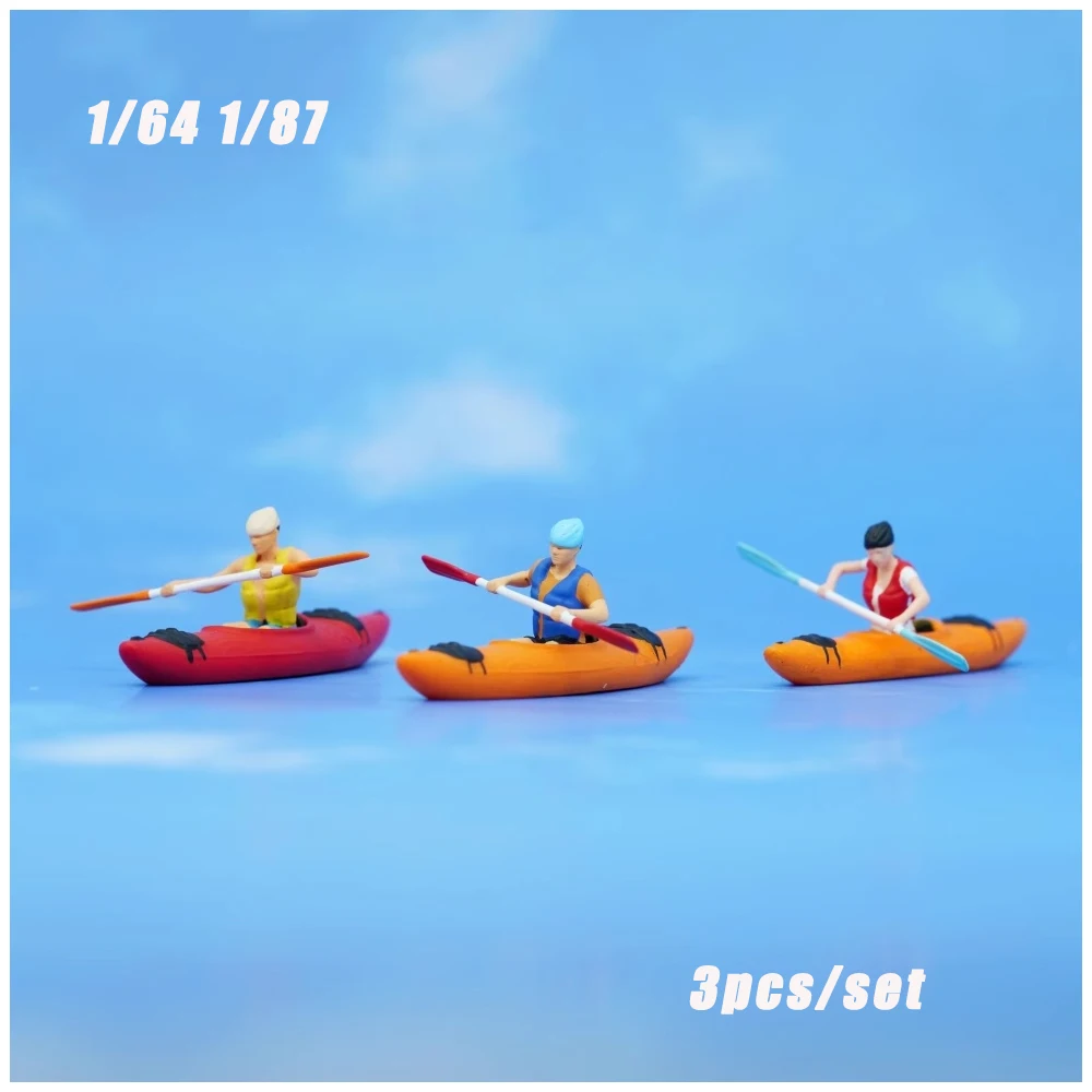 

3pcs/set 1:64 1:87 Scale DIY Miniature Canoe Character Scenes Painted Figures Model Making Toys for Diorama