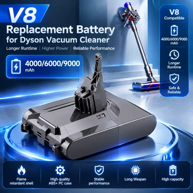 2027 Upgraded 21.6V 9000mAh High Capacity Replacement Battery Pack for Dyson V8 Absolute Cord Free Handheld Vacuum Cleaner