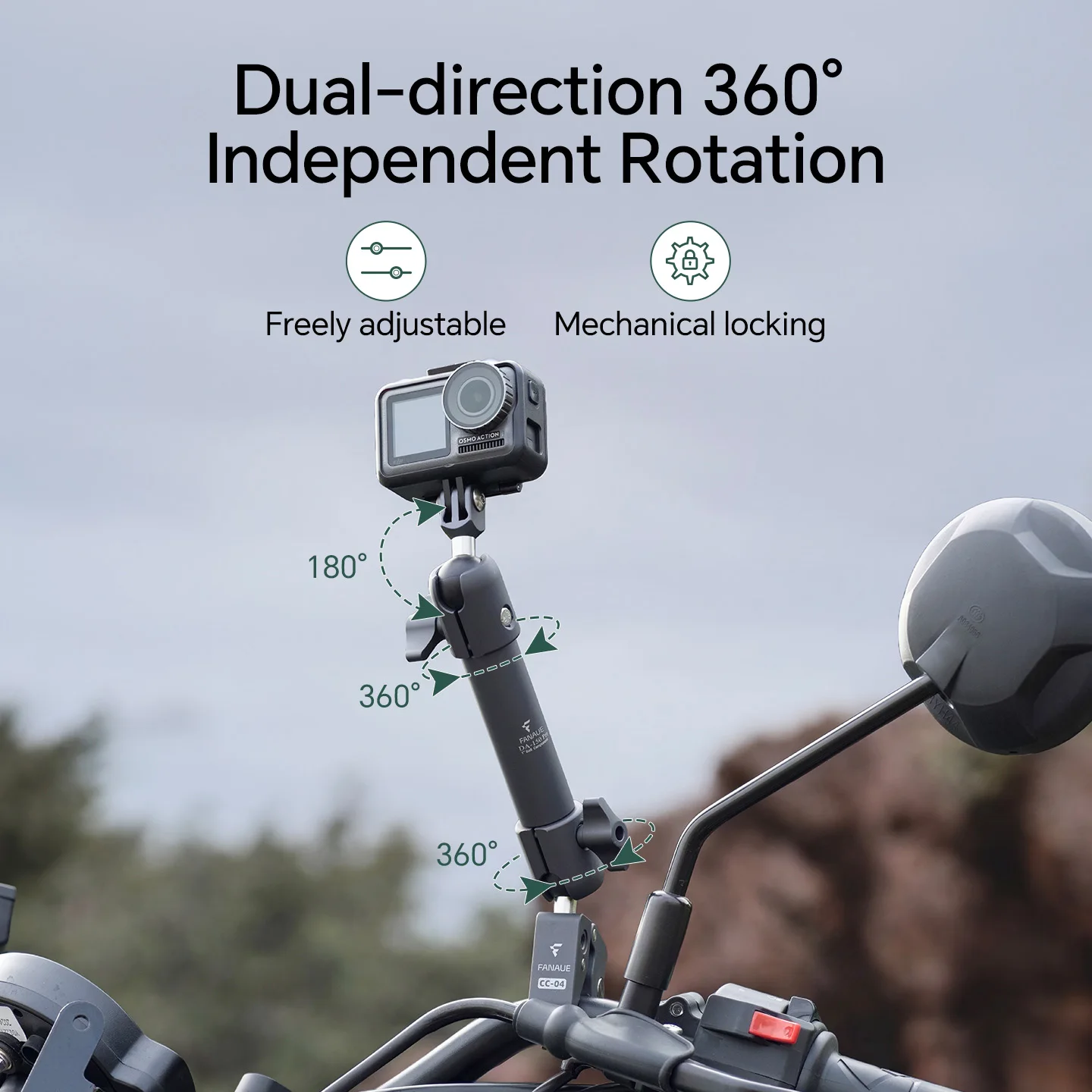 FANAUE Motorcycle Phone Holder Ball Head Two-Way Rotating Connecting Rod 15cm Supports 25mm Ball Head Compatible with RAM - view 3