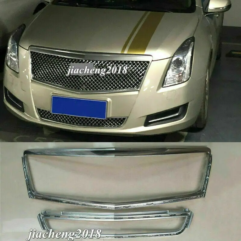 Grille Fit For 2013-2017 XTS Cadillac Chrome Front Bumper Upper & Lower Grilles Outer Border Racing Grills Decorative Protective