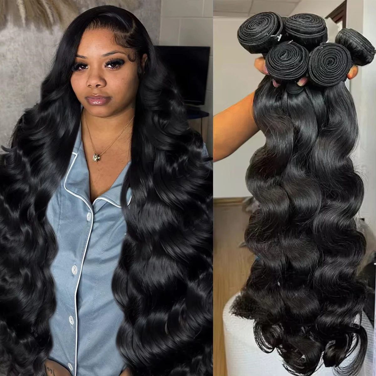 16 18 20 22 24 Inch Body Wave Human Hair Bundles Brazilian Virgin Hair Bundles Natural Color 100% Human Hair Weave 5 Bundles