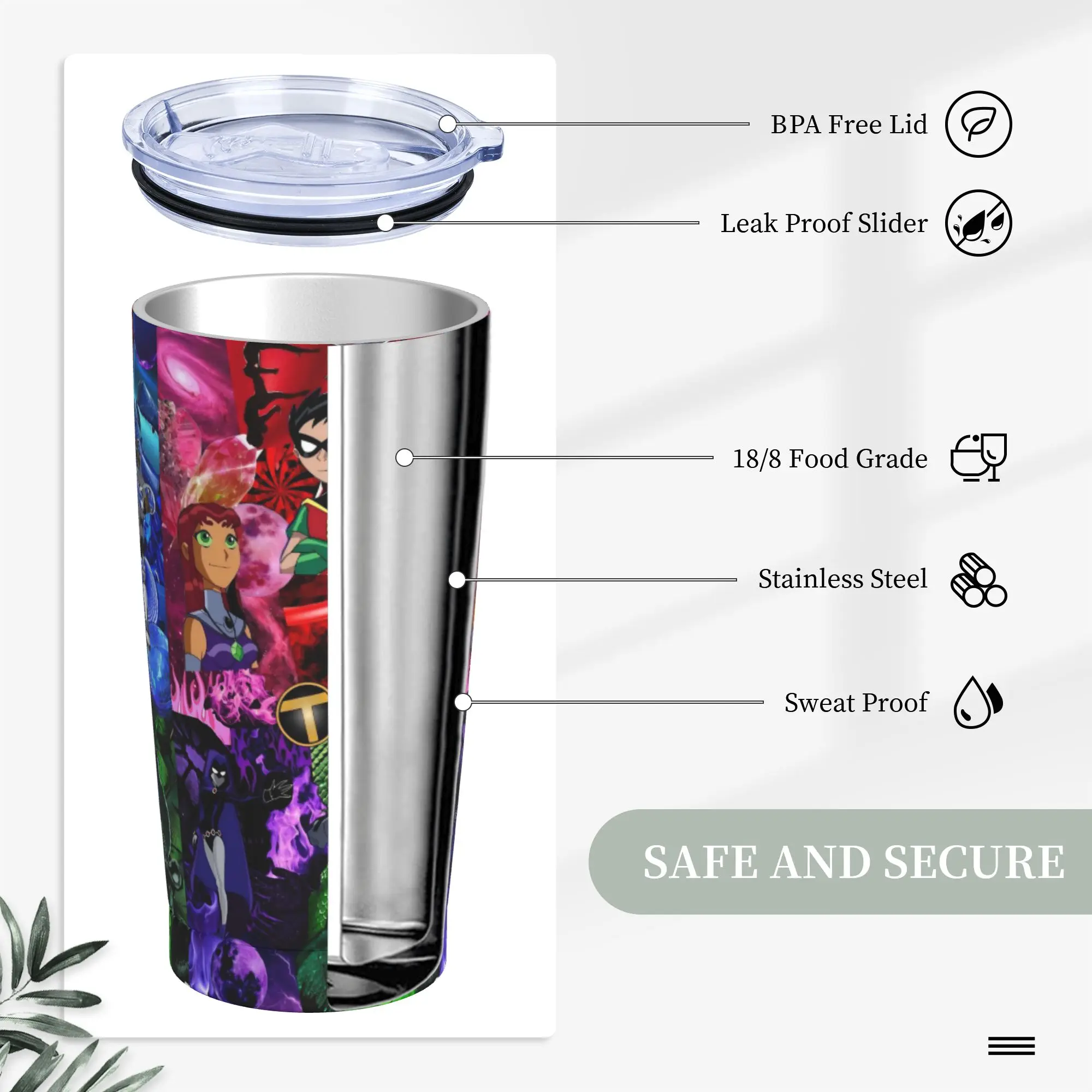 Teen Go Cartoon Insulated Tumbler with Lid Anime Vacuum Coffee Mugs Double Wall Hot Cold Drink Cup, 20oz view 3