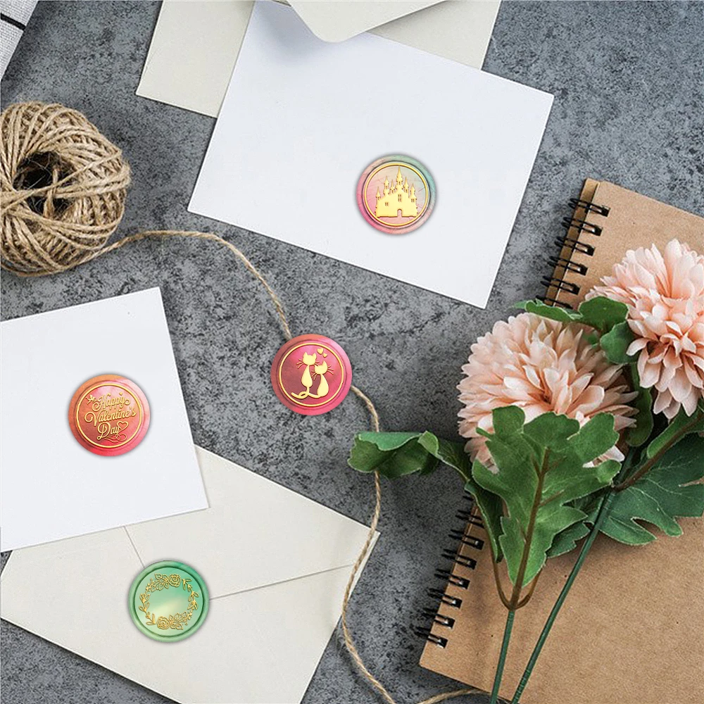 Valentine\'s Day Theme Patterns Wax Seal Stamps Ring Removable Round Brass Stamp Heads for Decorating Wedding Parties,Invitations