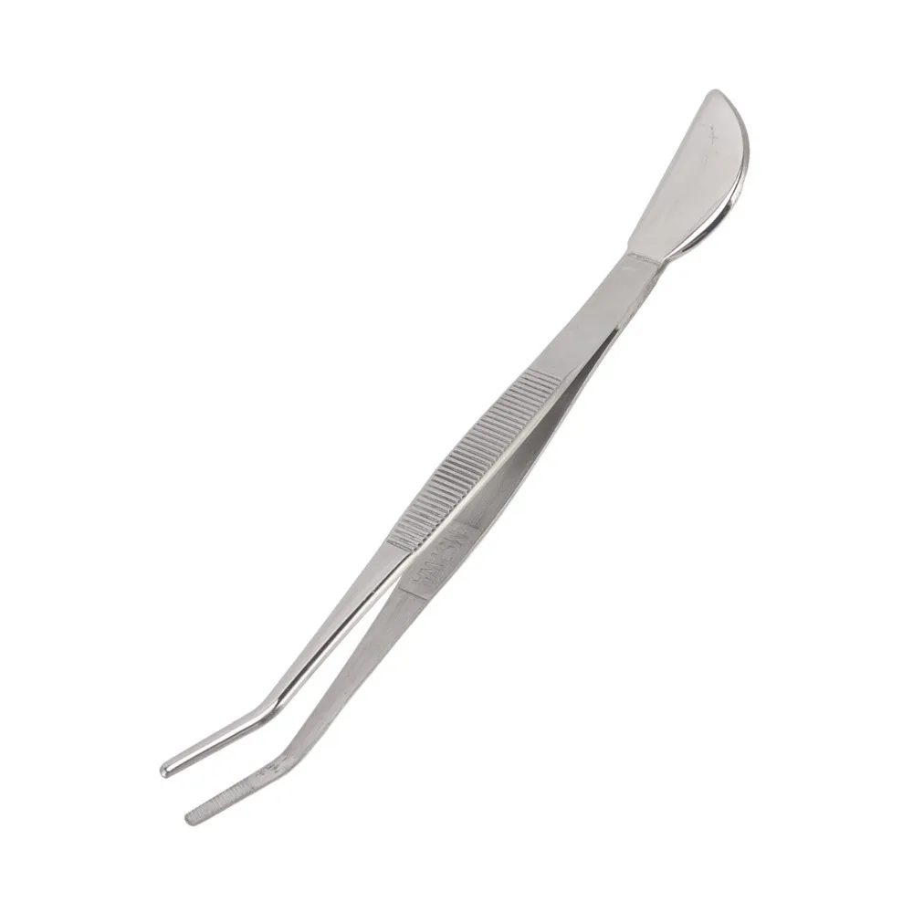 2-in-1 Design Stainless Steel Tweezers Crescent Moon Head Straight Bonsai Tweezers Set Curved Rust Proof Long Plant Tweezers