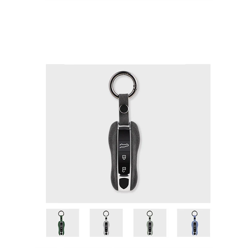 For Porsche Cayenne Panamera 911 971 9YA Taycan Alcantara Suede Key Cover Keychain Key Case Car Accessories