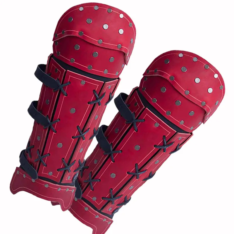 Medieval Samurai PU Leather Leg Armor Gaiters Viking Pirate Shoe Boot Cover Steampunk Fantasy Greaves LARP Props Cosplay Costume view 5