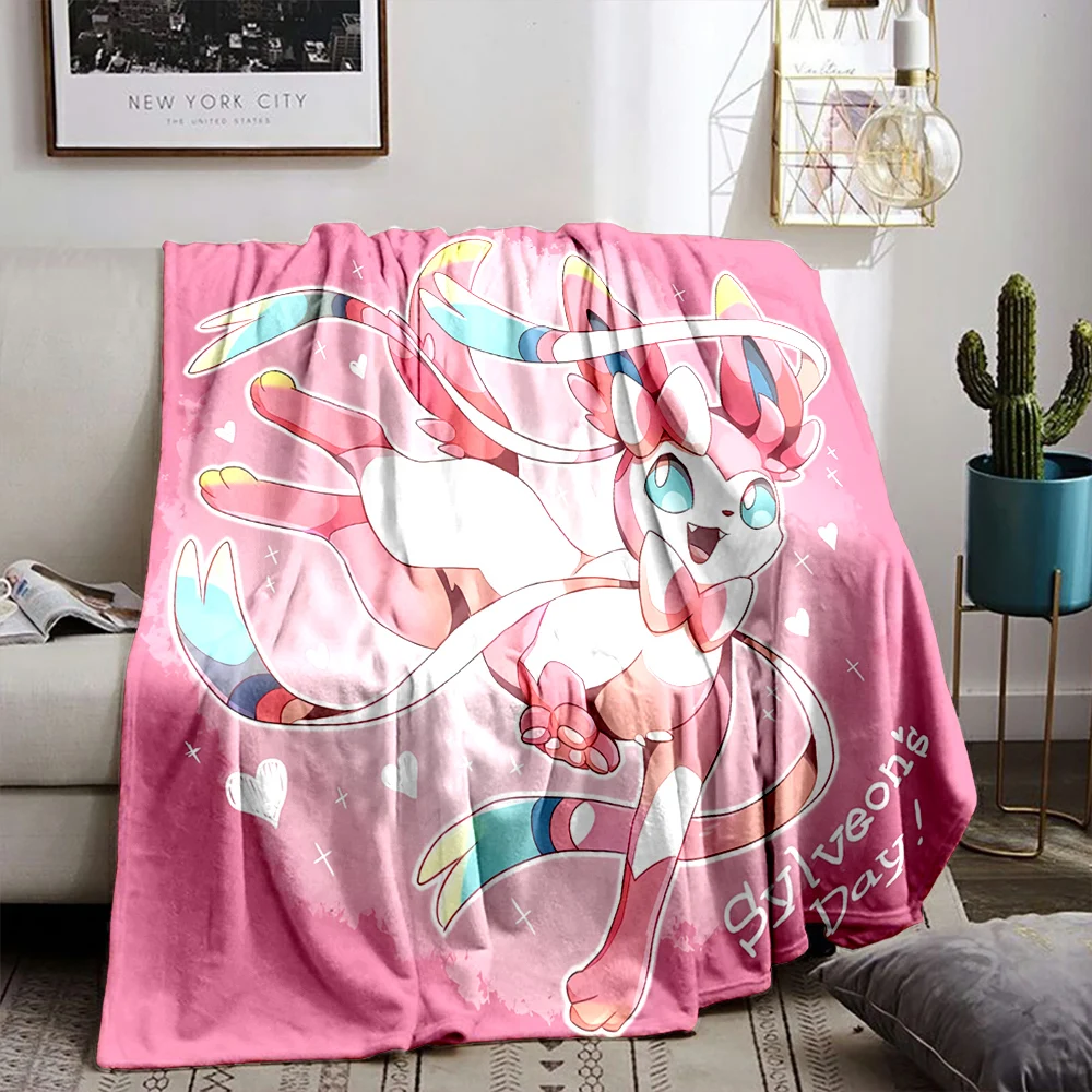 Pokemon Sylveon Eevee Printed Blanket for Home Travel Soft and Comfortable Blanket for Adults and Children Warm Blanket Gift