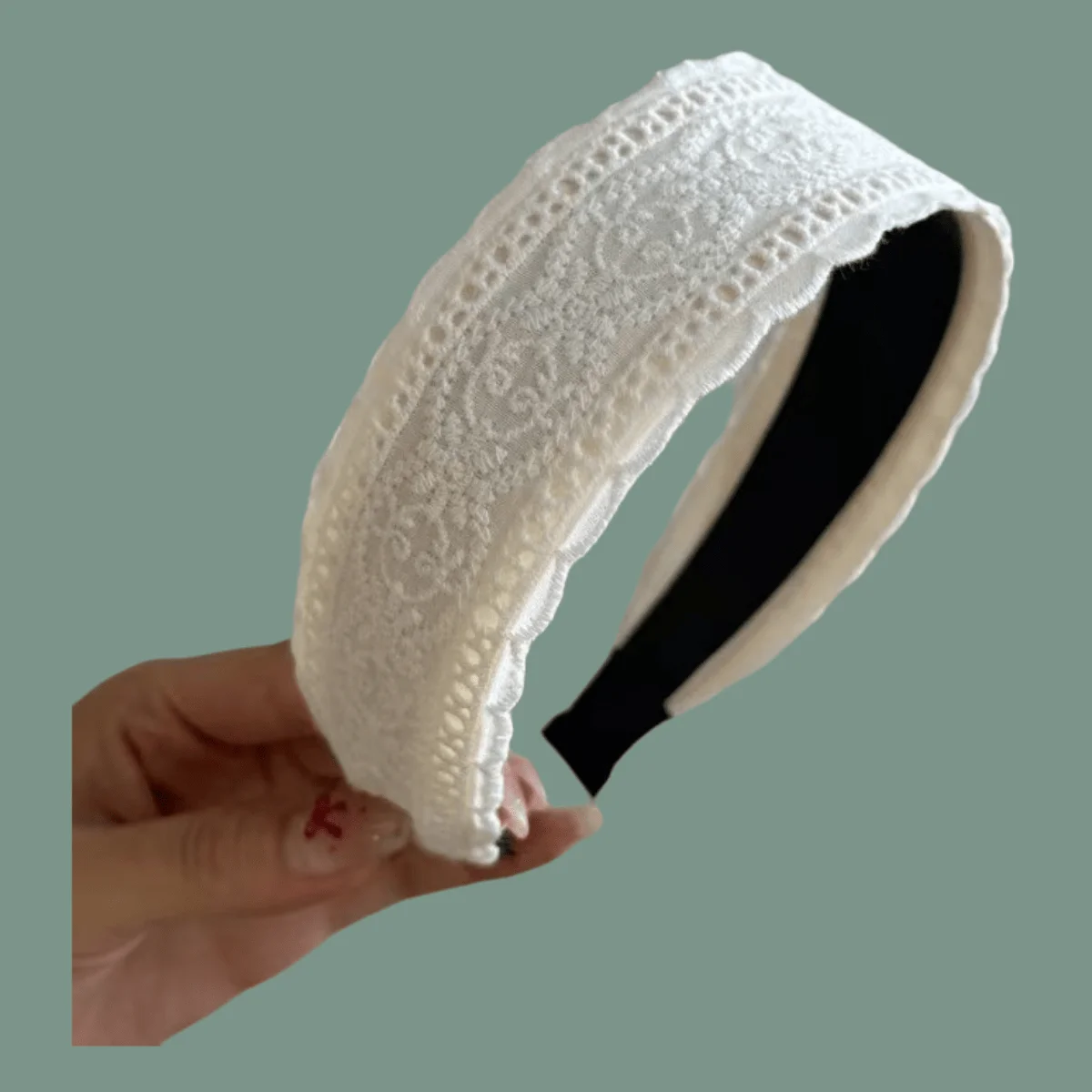 

Korean Style Pearl Lace Headband for Women Vintage Wide-Brim Hair Hoop Elegant Hair Accessories Skincare Non-Slip