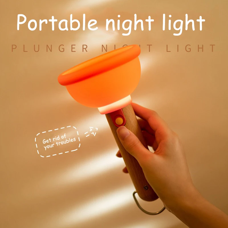 LED Timeable Plunger Night Light  Portable And Movable Light Warm Soft Lighting Beside Lamp Usb charging Long standby wall Lamp